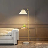 White Floor Lamp with Side Table - Clowas