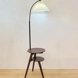 Traditional Wooden Floor Lamp with Table