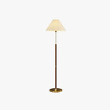 Cone-Shaped Vintage Table Lamp with Wooden Pole - Clowas