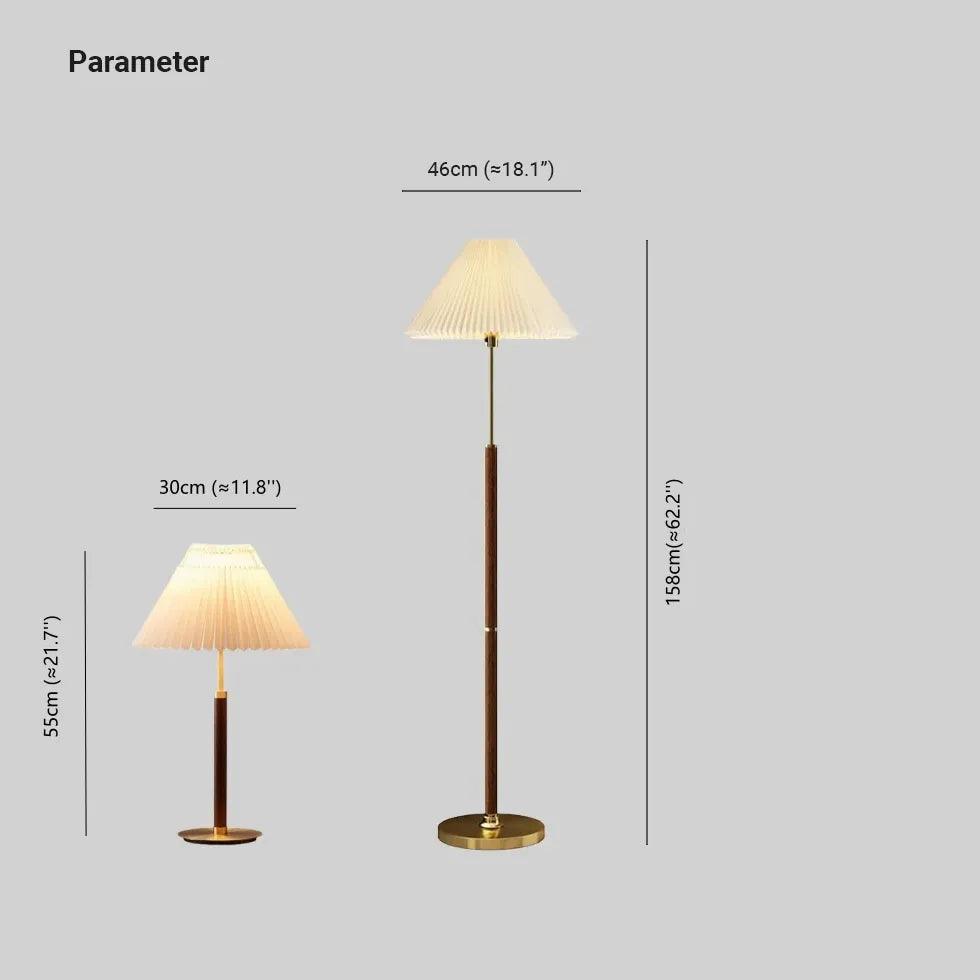 Cone-Shaped Vintage Table Lamp with Wooden Pole - Clowas