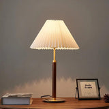 Cone-Shaped Vintage Table Lamp with Wooden Pole - Clowas