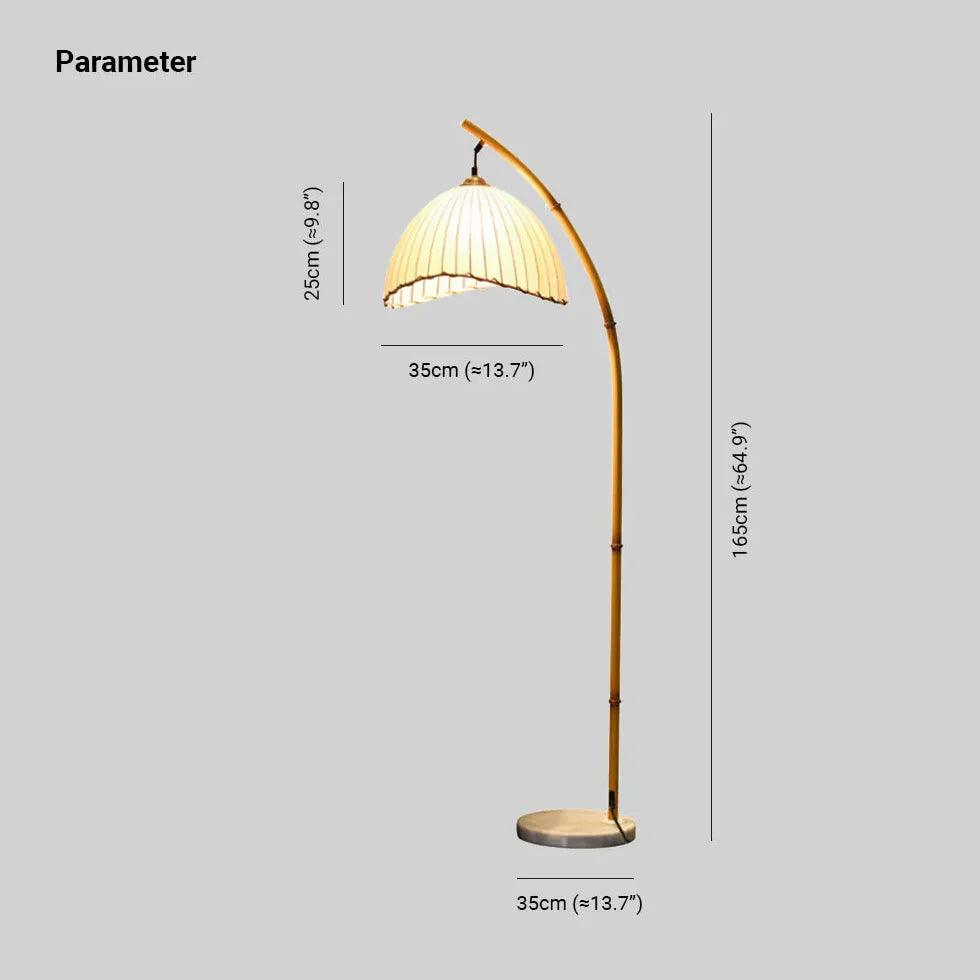 White Curved Fabric Retro Floor Lamp - Clowas