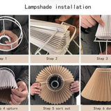 Rattan Paper Pleated Natural Table Lamp - Clowas