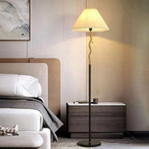 White Vintage Pleated Floor Lamp In Bedroom