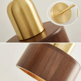 Modern Walnut Brass Wooden Wall Light for Bedroom