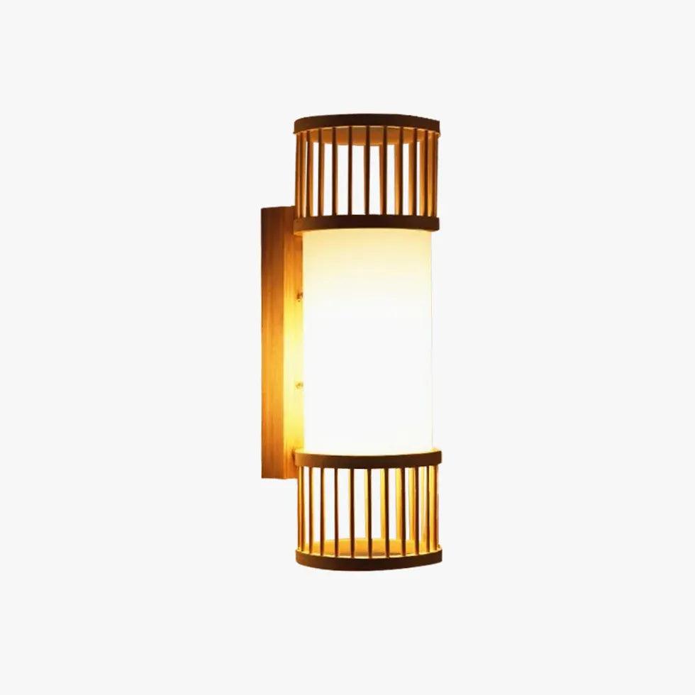 Wicker Wall Light Lantern Wooden - Clowas