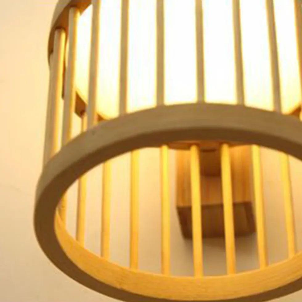 Wicker Wall Light Lantern Wooden - Clowas