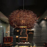 Wooden Stick Spherical Dining Room Pendant Light - Clowas