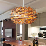Wooden Stick Spherical Dining Room Pendant Light - Clowas