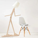 Contemporary Wooden Floor Lamp Humanoid Design for Living Room