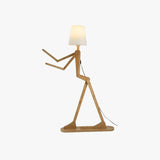 Contemporary Wooden Floor Lamp Humanoid Design for Living Room