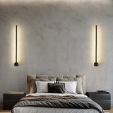 Minimalist Linear Wall Light Black Metal Dimmable for Living Room