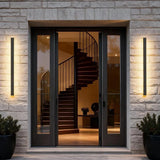 Minimalist Linear Outdoor Wall Light Metal Black for Porch, IP65, Motion Sensor