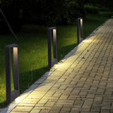 Modern Outdoor Rectangular Bollard Light Black Waterproof for Pathway