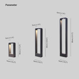 Modern Outdoor Rectangular Bollard Light Black Waterproof for Pathway