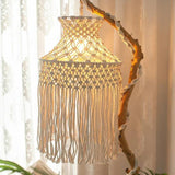 Bohemian Woven Cotton Tassel Wooden Pendant Light