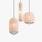 Modern White Fabric Lantern Light Pendant