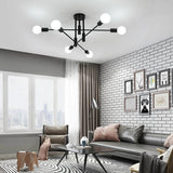 Modern Sputnik Semi Flush Ceiling Light Dimmable Metal for Bedoom