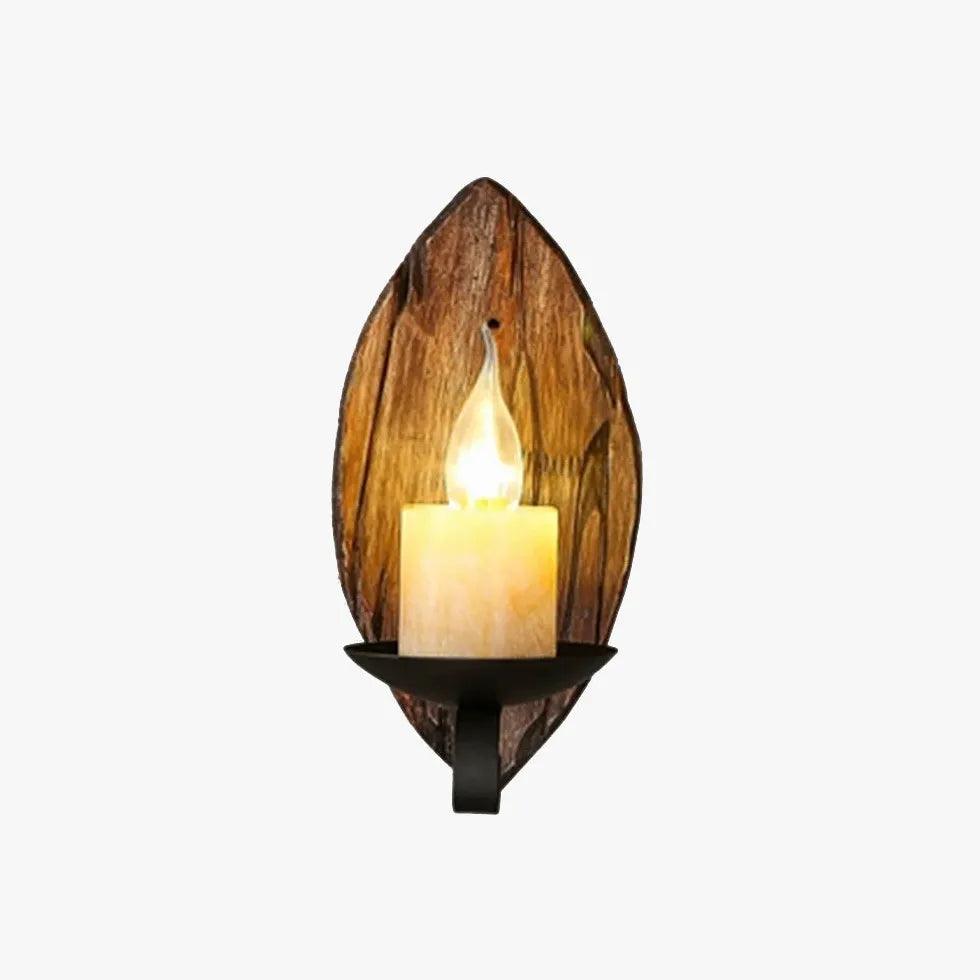 Pine Wood Candlestick Vintage Wall Lights - Clowas