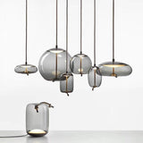 Post Modern Jute Rope Multi Light Glass Pendant
