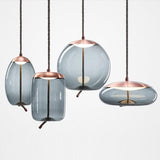Post Modern Jute Rope Multi Light Glass Pendant
