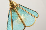 Colored Glass and Antique Brass Pendant Light