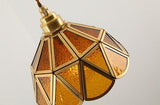 Colored Glass and Antique Brass Pendant Light