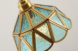 Colored Glass and Antique Brass Pendant Light