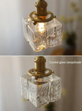 Vintage Brass Glass Square Pendant Light