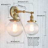 Textured Glass Double Bulb Design Wall Light