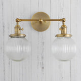 Textured Glass Double Bulb Design Wall Light