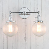 Textured Glass Double Bulb Design Wall Light