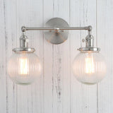 Textured Glass Double Bulb Design Wall Light