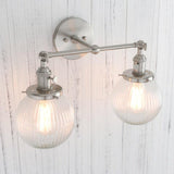 Textured Glass Double Bulb Design Wall Light