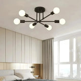 Modern Sputnik Semi Flush Ceiling Light Dimmable Metal for Living Room
