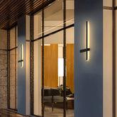 Modern Exterior Linear Wall Light Black Metal, Solar, IP65