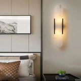 Modern Marble Wall Light with Anti-Glare for Bedside, Oval Shape