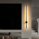 Minimalist Linear Wall Light Black Metal Dimmable for Living Room