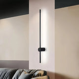 Minimalist Linear Wall Light Black Metal Dimmable for Living Room