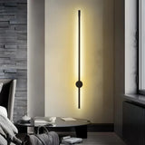 Minimalist Linear Wall Light Black Metal Dimmable for Living Room