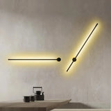 Minimalist Linear Wall Light Black Metal Dimmable for Living Room