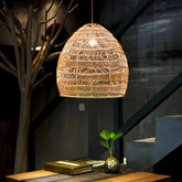 Rattan Pendant Light Dimmable LED for Natural Dining Room