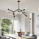Modern Adjustable Arm Chandelier Glass with Anti Glare for Living Room