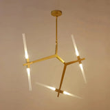 Modern Adjustable Arm Chandelier Glass with Anti Glare for Living Room