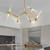 Modern Adjustable Arm Chandelier Glass with Anti Glare for Living Room