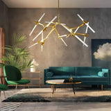 Modern Adjustable Arm Chandelier Glass with Anti Glare for Living Room