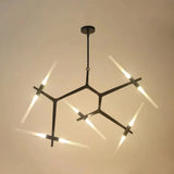 Modern Adjustable Arm Chandelier Glass with Anti Glare for Living Room