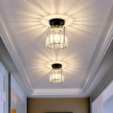 Modern Hallway Semi Flush Ceiling Light Crystal LED