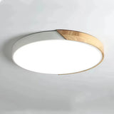 Nordic Round Ceiling Light Wood with Dimmable LED for Bedroom