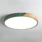 Nordic Round Ceiling Light Wood with Dimmable LED for Bedroom